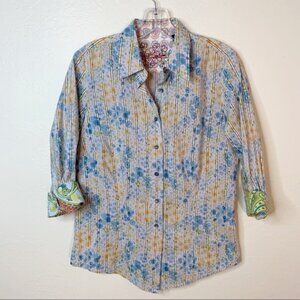 Robert Graham Blue and Yellow Floral Button Down Shirt